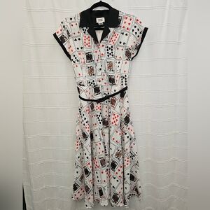 Unique Vintage Black and White Playing Card Midi Dress